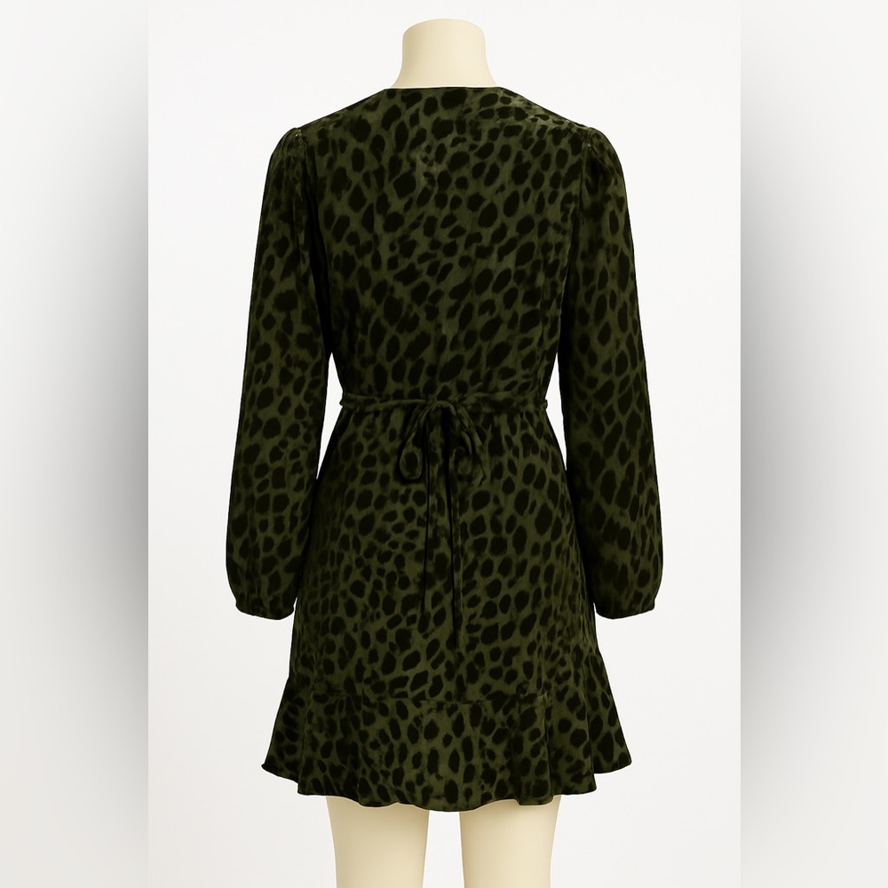 Alex Marie Velvet Leopard Print Wrap Dress Plus Green Sz. 16W - Picture 4 of 7